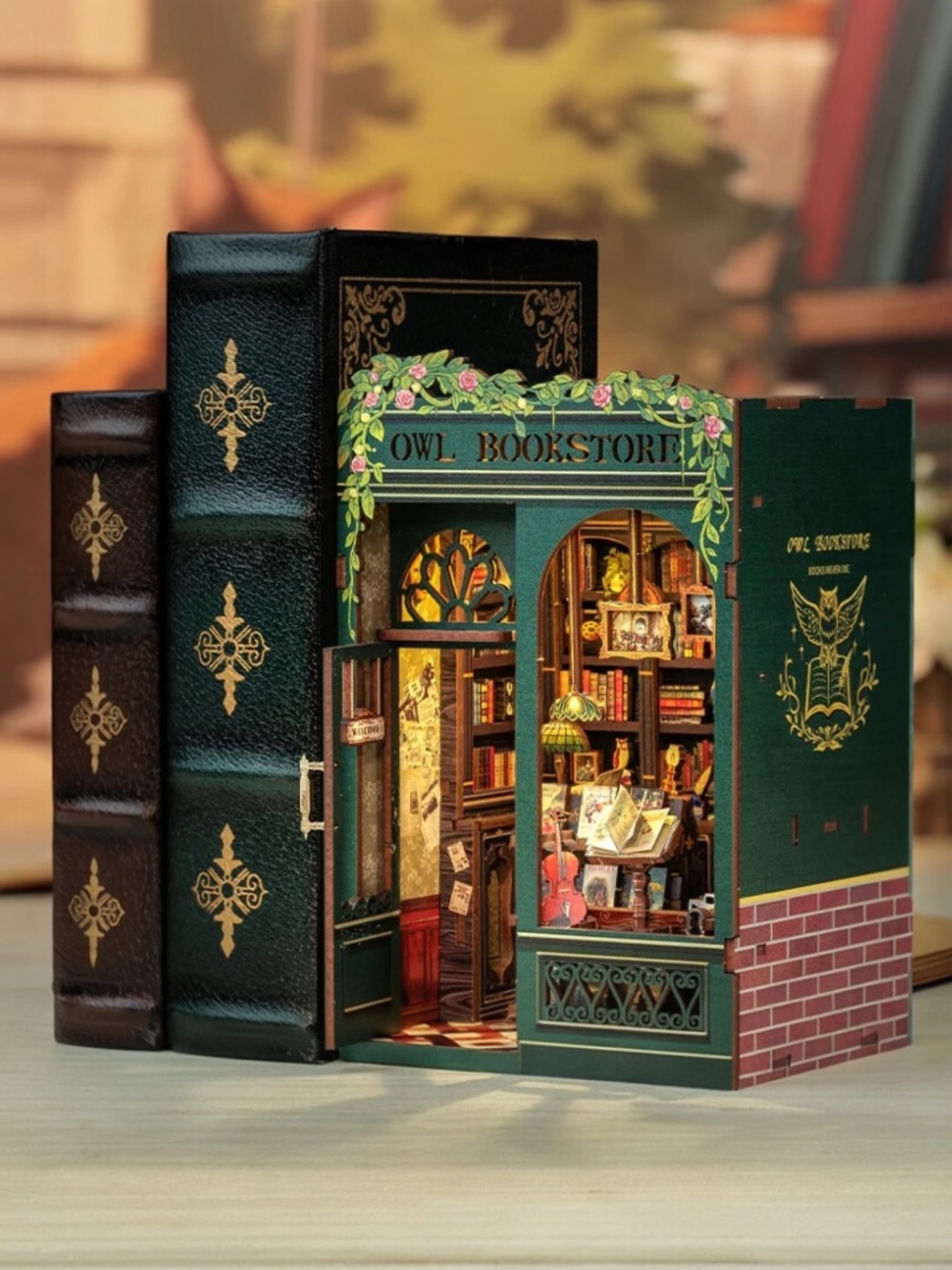 NIB [CuteBee] DIY < Owl Bookstore > Book Nook SD02 Kit | Journey LED Series 14+ - Picture 6 of 12